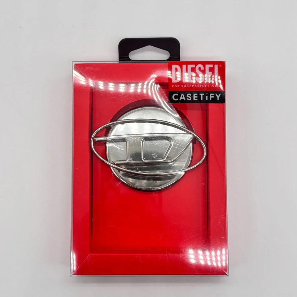 Diesel x Casetify Silver Metal Popup Stand Accessory For Magsafe Mobile Phone